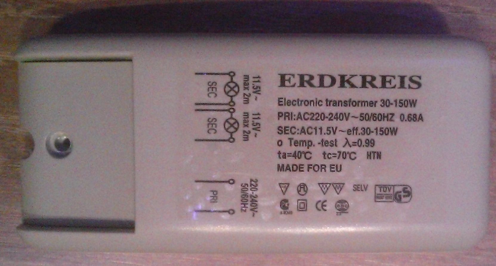 Внешений вид электронного трансформатора ERDKREIS